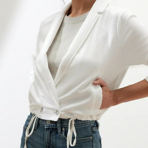 Knit French Terry Cropped Boxy Moto Jacket - Picture 5 of 10